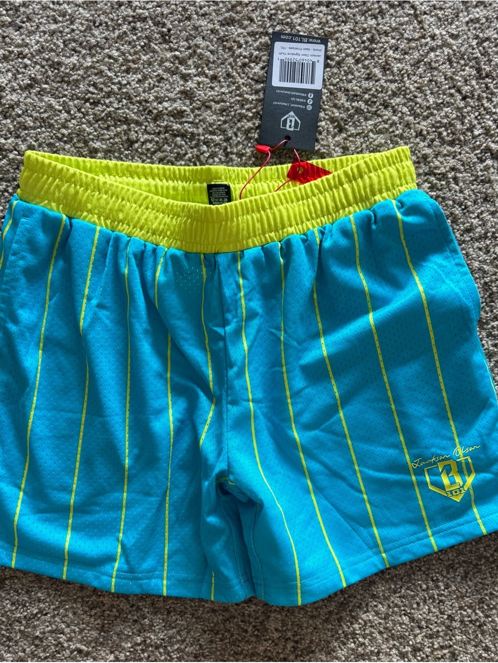 B101 YXL shorts Kids' Turquoise & Yellow Casual Athletic Shorts